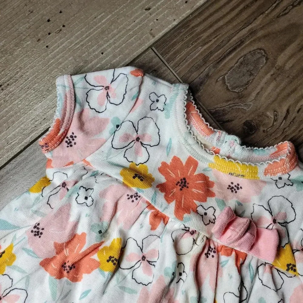Carter's Child of Mine Coral & Pink Floral 2 in 1 Dress Size 3-6 Months